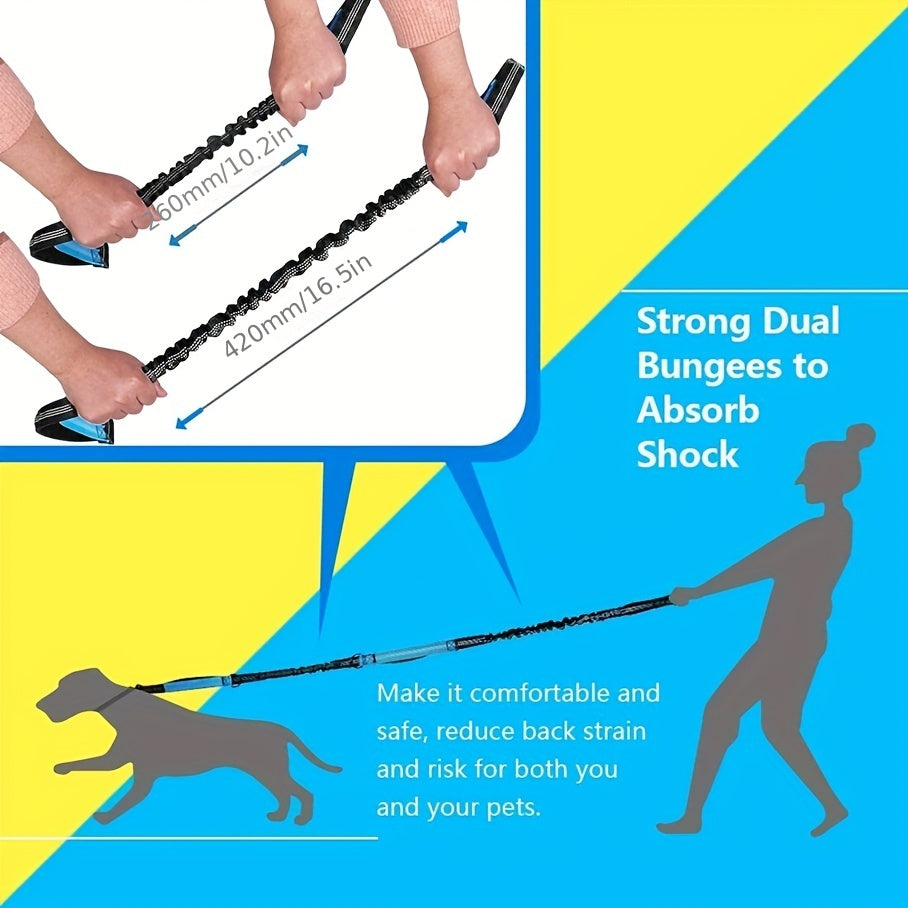Adjustable Hands-Free Dog Running Leash with Double Handles and Elastic Retractable Rope for Large and Medium Dogs - Perfect for Running, Jogging, and Walking with Your Pet